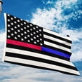 thumbnail image 2 of Thin Red and Blue Line American Flag United States Banner Polyester 3x5 Foot Flags Vivid Color and UV Fade Resistant Flag Policeman & Fireman Firefighters Outdoor Banner, 2 of 6