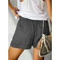 thumbnail image 3 of Keasmto Womens Shorts Summer Drawstring Casual Elastic Waist High Rise Lightweight Plus Size with Pockets Dark Grey XL, 3 of 6