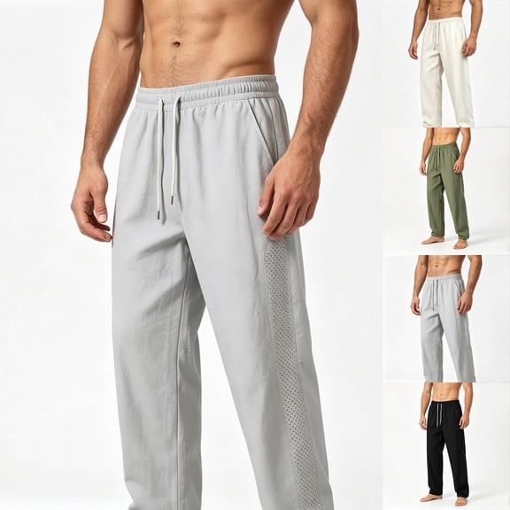 Frnrwgo Mens Mesh Quick Dry Pants Loose Fit Breathable Cooling Lightweight All-Match Casual Trousers for Summer Outdoor
