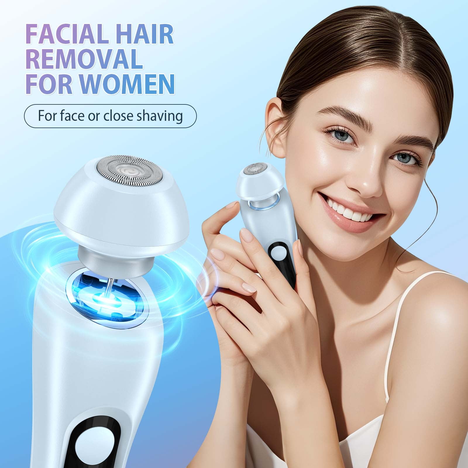 HOOICB Electric Shaver for Women, 2-in-1 Rechargeable Electric Razors for Women with Precision Trimmer Head, Painless Shaving, Wet Dry Use Bikini Trimmer