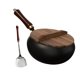 thumbnail image 3 of Sartén Wok de Hierro Diseño Profundo Utensilios de Cocina Multiusos Sin Revestimiento con Tapa de Madera para Cocinar , Guisar Carne y 26 centímetros, 3 of 8