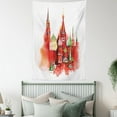 thumbnail image 4 of Russian Tapestry, Watercolor Look Painting of Red Square, Wall Hanging for Bedroom Living Room Dorm Decor, 60W X 80L Inches, Burnt Sienna Pale Yellow Pistachio Green Peacock Green, by Ambesonne, 4 of 5