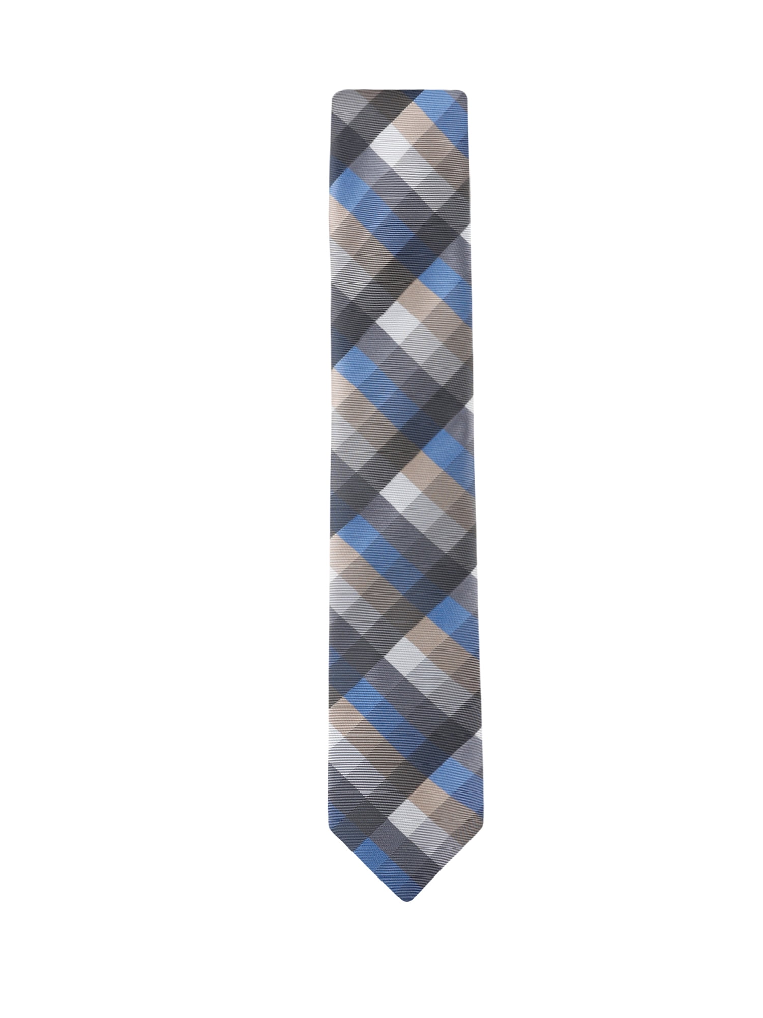 George Men's Shaded Grid Pattern Slim Width Necktie, One Size