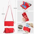 thumbnail image 2 of for Samsung Galaxy S24 Plus Wallet Case, Multi-Functional Zipper Purse Case with Card Holders, RFID Blocking Full Body Case, Shoulder Strap Wristband Crossbody Cover for Galaxy S24 Plus, Red, 2 of 7