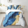 thumbnail image 2 of Manfei Modern Fulid Art 7-Piece Twin Bedding Sets,Maeble Pattern Bedding Comforter Set,Glod White Blue Sheet Sets For Kids,Ultra Soft Home Decor Reversible, 2 of 8