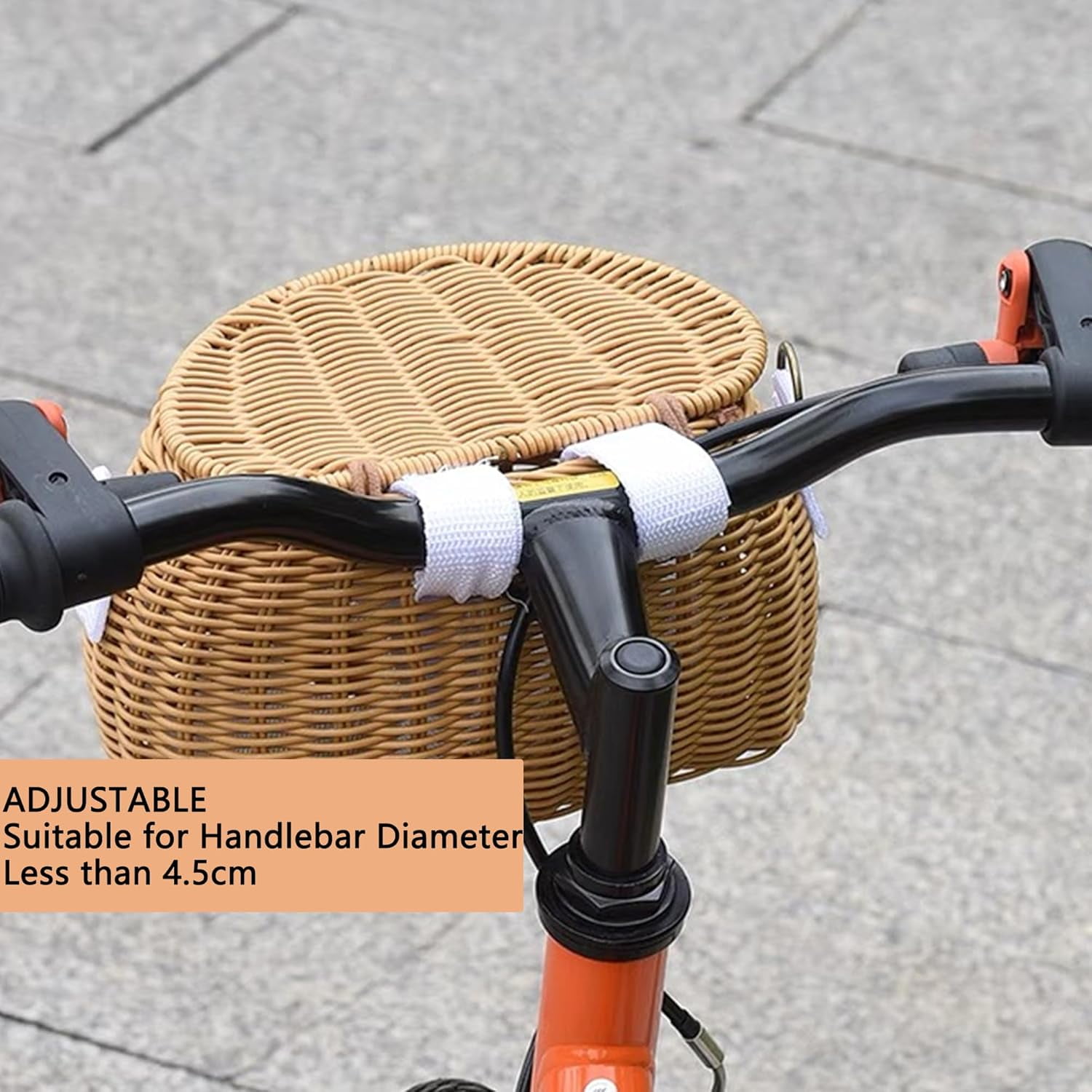 Wicker Kids Bike Basket: Detachable Bike Basket Front with Lid & Adjustable Straps, Finely Hand-Woven Basket Backpack, Rattan Storage Bicycle Basket, Scooter Tricycle Basket