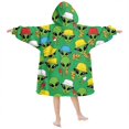 thumbnail image 2 of Alien and Pizza Bright Green Pattern Lamb Fleece Blanket Hoodies for Teens ,Teens Oversize Sherpa Wearable Hooded Blanket Sweatshirt with Super Pockets, 2 of 6