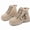 Khaki, variant on Women's Fur Lined Combat Boots, Lace Up Platform Winter Ankle Booties, Chunky Heel