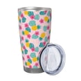thumbnail image 2 of Lsque Pineapple And Leaves Pattern 20oz Car Cup with Lid and Straw, Insulated Coffee Cup with Straw Topper, Spill Proof Travel Coffee Mug, Stainless Steel Tumble-Straw Three-piece Set, 2 of 8