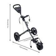 ToppiJoy 3 Wheel Push Pull Golf Cart with Foot Brake, Golf Trolley with Adjustable Straps, One Second to Open & Close, Cup Holder Included (Black)