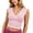 Pink, variant on SNKSDGM Women Wrap V Neck Cap Sleeve Crop Tank Tops, Slim Solid Casual Summer Sleeveless Camisole Tees Pink XL