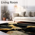 thumbnail image 2 of Flatwoven High Traffic Area Rug, Abstract Gold Stone Round Circular, Non Slip, Stain Resistant, Washable Area Rugs for Living Room, Bedroom(Black, 4X6), 2 of 8