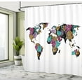 thumbnail image 5 of Ambesonne Shabby Flora Shower Curtain, World Map Flowers, 69"Wx84"L, Multicolor, 5 of 5