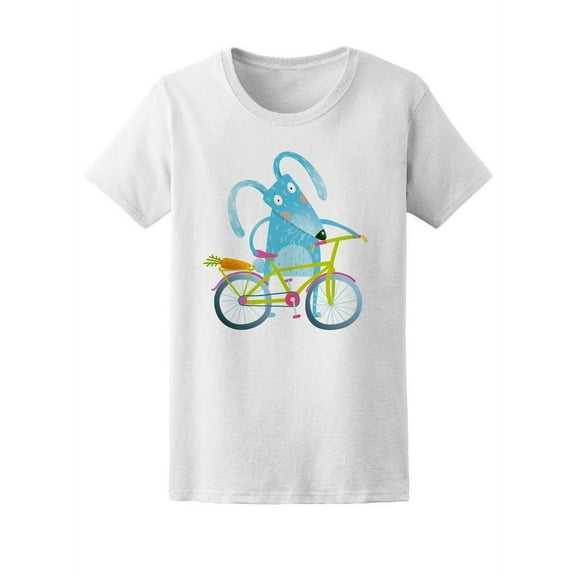 Cute Rabbit Riding A Bike Tee Women's -Image by Shutterstock
