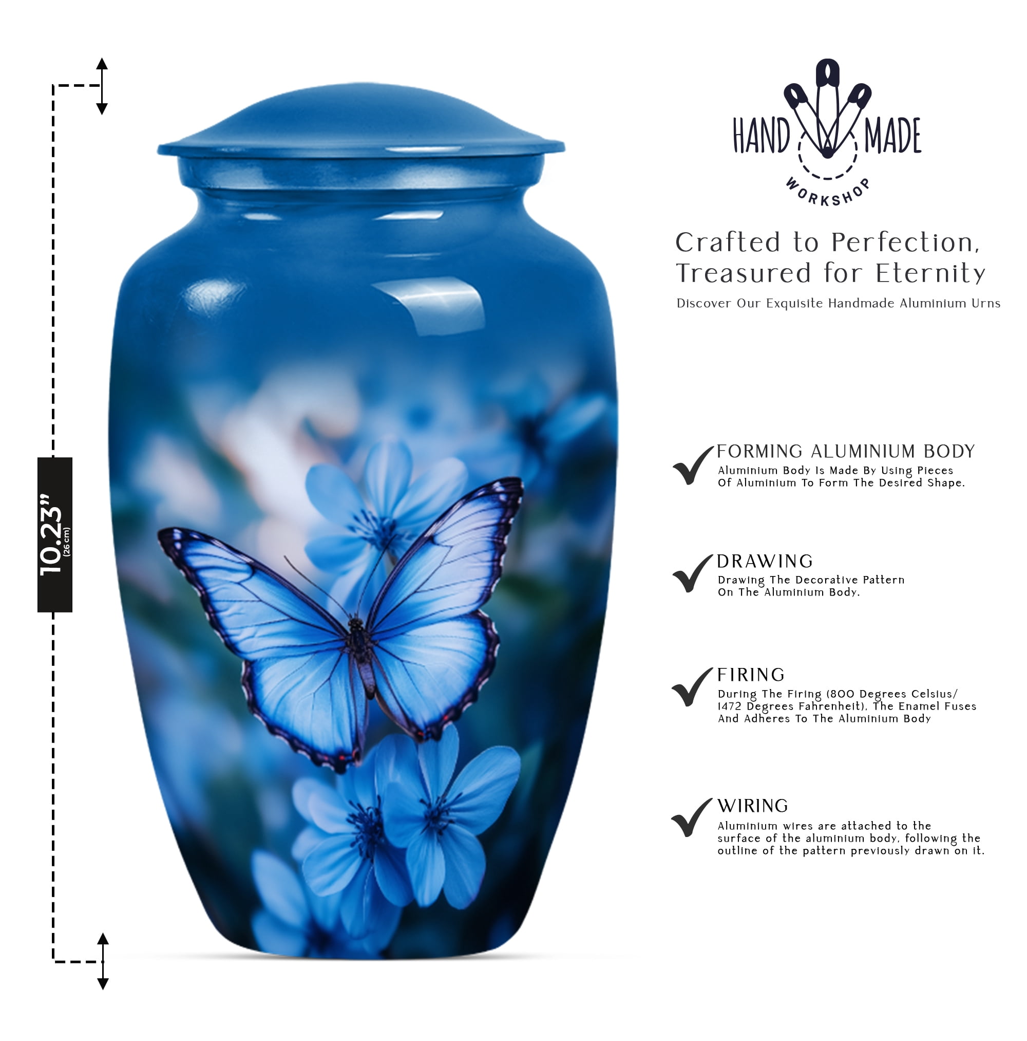 Butterfly Cremation Urns for Human Ashes, Urn for Ashes for Women, Urns for Human Ashes Adult Man, Large Urn for Ashes Adult Female (Size - 10inch)