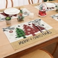 thumbnail image 3 of Christmas Placemats Set of 6 Plaid Christmas Trees Winter Xmas Pine Cone Stems Merry Christmas Holiday Kitchen Dining Table Decoration Seasonal Farmhouse Rustic Burlap Placemats 12x18, 3 of 6