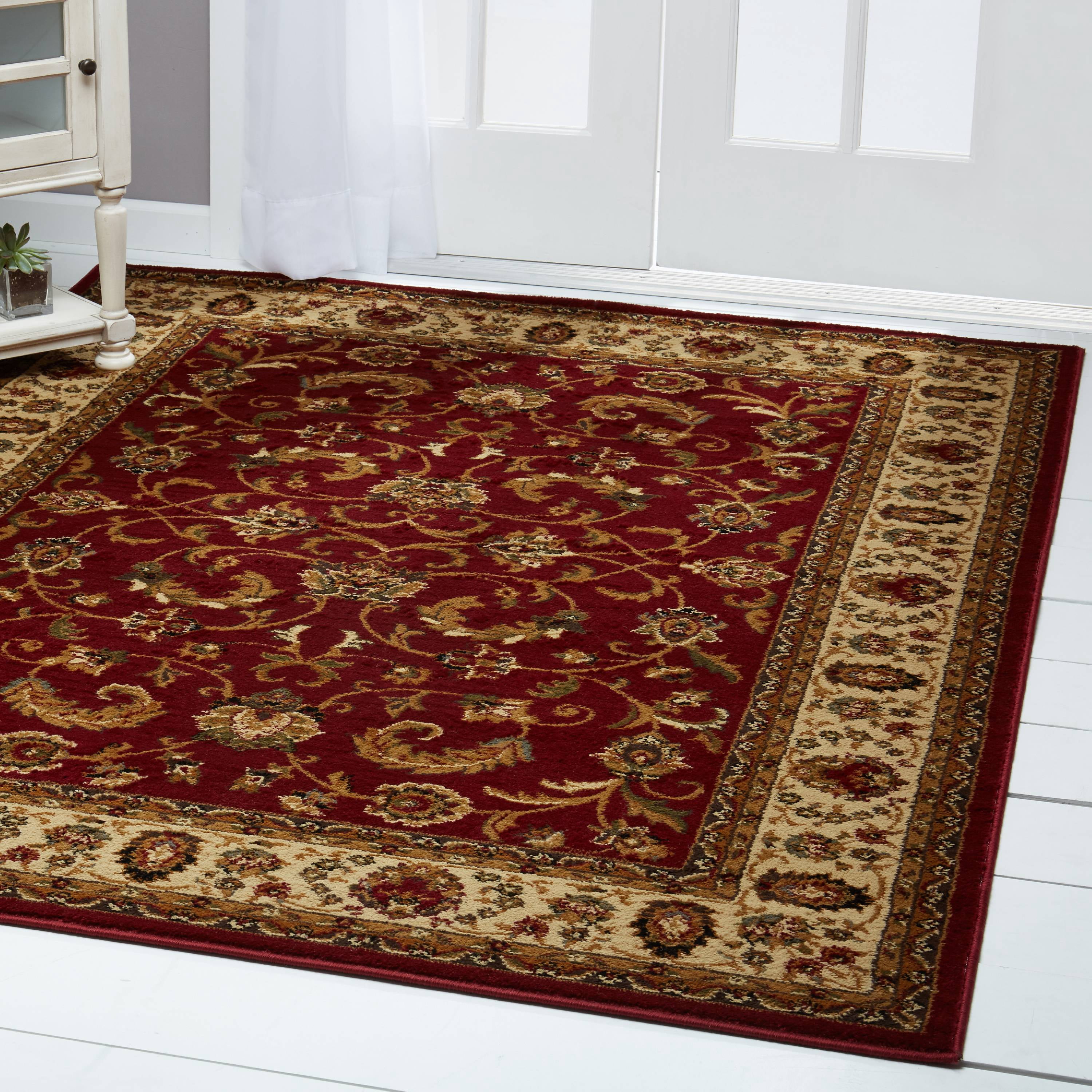 Home Dynamix Royalty Elati Traditional Ornate Damask Area Rug, Red/Ivory, 5'2"x7'2"