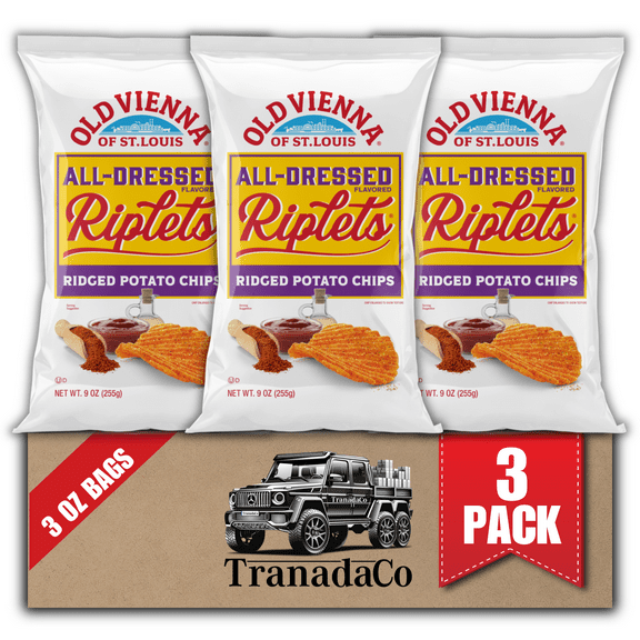 Old Vienna of St. Louis All Dressed Riplets Potato Chips 3oz Bags (3 Pack) by TranadaCo