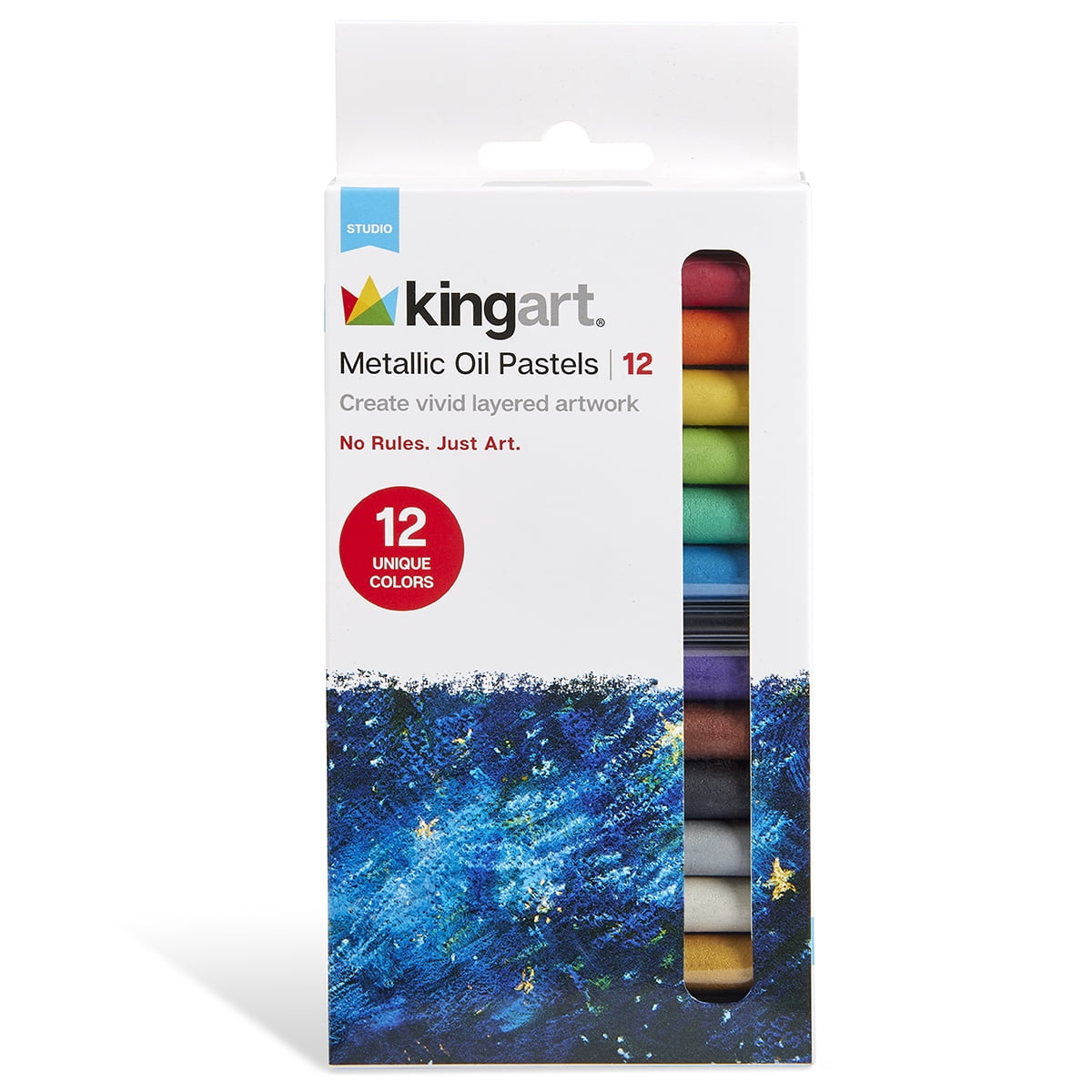 (3 pack) KINGART Metallic Oil Pastels, Set of 12