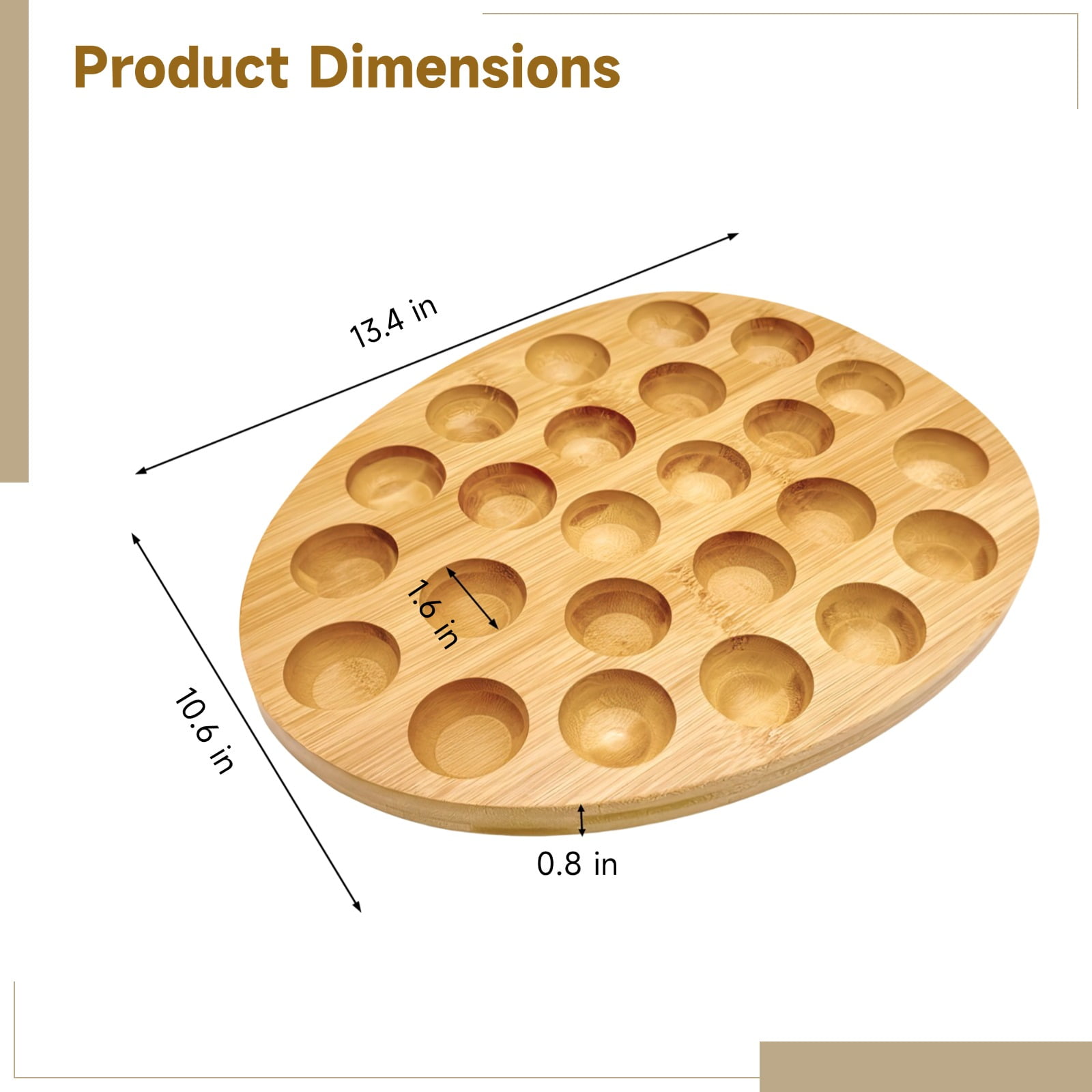 Wooden Reversible Deviled Egg Tray with 24 Holes for Home Party