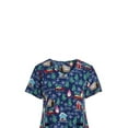 thumbnail image 3 of Qiylii Women Christmas Cartoon Print T-Shirt V-Neck Ladies Short Sleeve Side Slit Shirt, 3 of 6