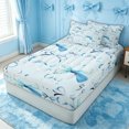 thumbnail image 2 of Erosebridal Watercolor Blue Polka Dot Bow Zipper Full Size Comforter Sets with Fitted Sheet and 2 Pillowcases for Teens, Fashion Ink Ribbon Zipper Bedding Set, Reversible, 4 Pieces, 2 of 7