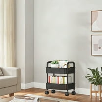 InsCrazy Storage Cart with Drawers Kitchen Storage Cart 4-layer Black With Armrests Storage for Kitchen