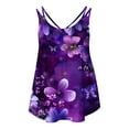 thumbnail image 5 of Royisotas Sleeveless Plus Size Tank Tops Casual Summer Purple Womens Camisoles Floral Gaphic Crew Neck Cut-Out Womens Cami Tops Plus Size, 5 of 6