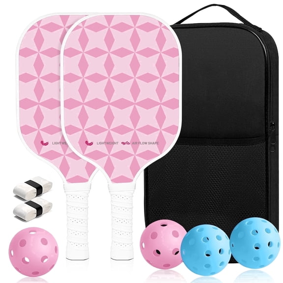 Yuzhilink Fiberglass Pickleball Paddles Set of 2, Pickleball Rackets for Men and Women, Pink