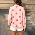 thumbnail image 4 of thefmos Women's Mock Neck Fleece Polka Dot Pullover Sweatshirt Ribbed Cuffs Long Sleeve Casual Cozy Top Fashion Fall Winter Outfit, Pink L, 4 of 5