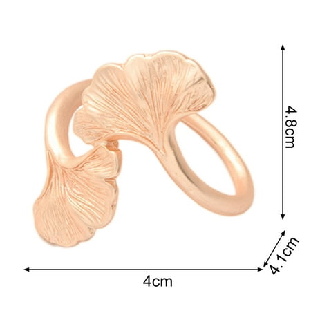 

Taluosi 4Pcs Napkin Rings Elegant Shiny Metal Ginkgo Leaf Shaped Napkin Buckles for Hotel