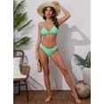 thumbnail image 5 of DARING DIVA Women's Waffle Knit Textured Halter Bikini Set Large Mint Green, 5 of 6