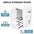 thumbnail image 6 of white 20" Freestanding Bathroom Vanity with Ceramic Sink, Single Faucet Hole, MDF Storage Cabinet with Soft-Close Drawer, Open Side Shelves with Pinewood Towel Bar, 6 of 21