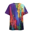 thumbnail image 3 of Blusa informal de manga corta con estampado de teñido anudado y cuello redondo para mujer OAVQHLG3B Store  lin121212, 3 of 4