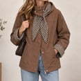 thumbnail image 2 of Tqcoqu Hooded Jacket for Women, Plaid Lining Long Sleeve Zip Button Front Coat with Detachable Hood and Pockets,Women's,Size S-XXL, 2 of 8