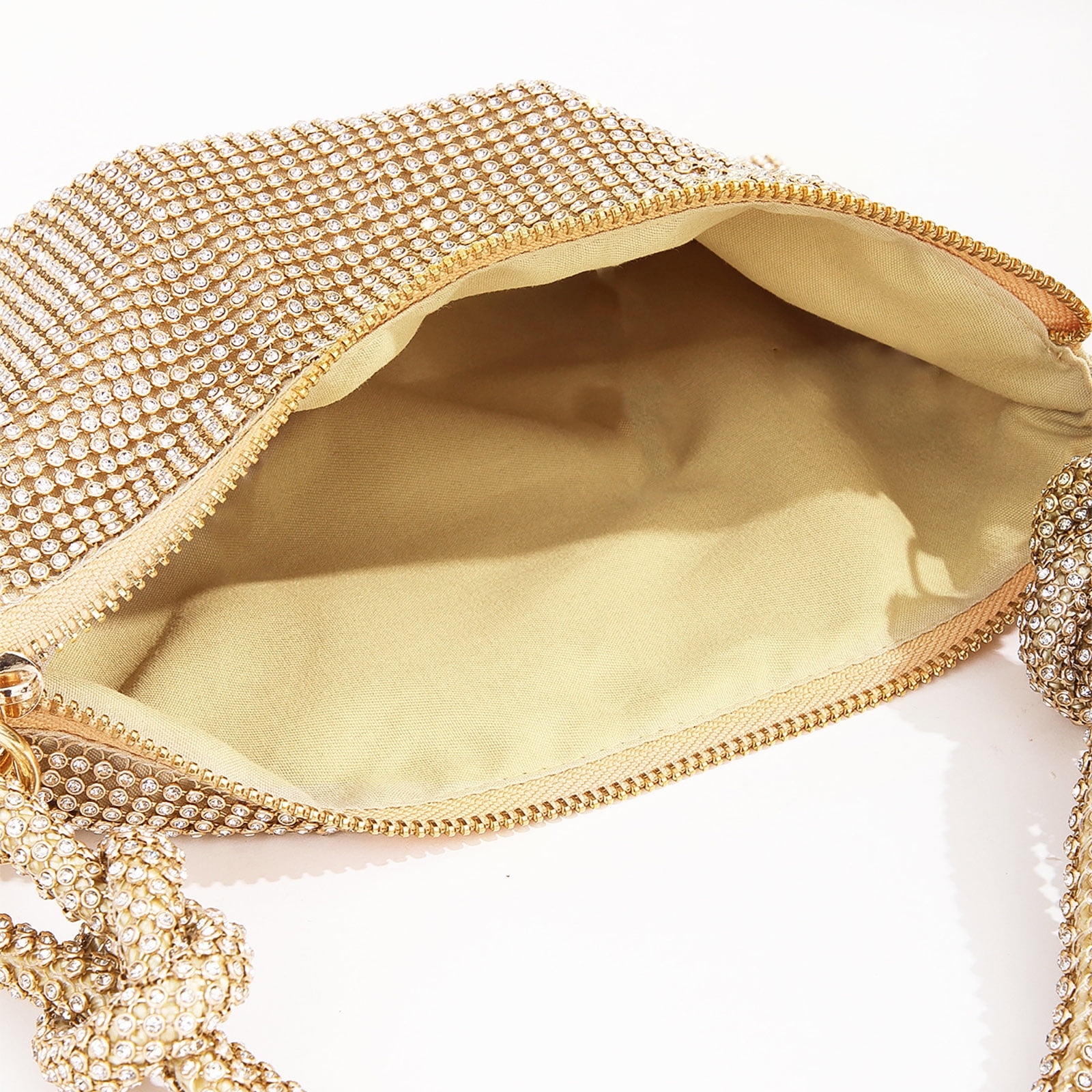 Gold Diamond encrusted Evening Bag Rhinestone Handbag 26 16cm