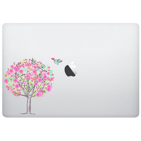 Laptop notebook Sticker Decal - Blooming tree with bird - Skins (Best Way To Remove Stickers From Laptop)