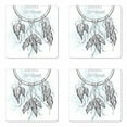 thumbnail image 1 of Saying Coaster Set of 4, Doodle Hand Drawn Dream Catcher Culture Inspired Design, Square Hardboard Gloss Coasters, Standard Size, Grey and Pale Blue, by Ambesonne, 1 of 2