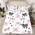 thumbnail image 2 of Homewish Girls Cartoon Bowknot Twin Sheet Sets 3pcs,Polka Dots Stripes Twin Fitted Sheet Microfiber,Stars Print Breathable Flat Sheet,Luxury Bedroom Decor, 2 of 7