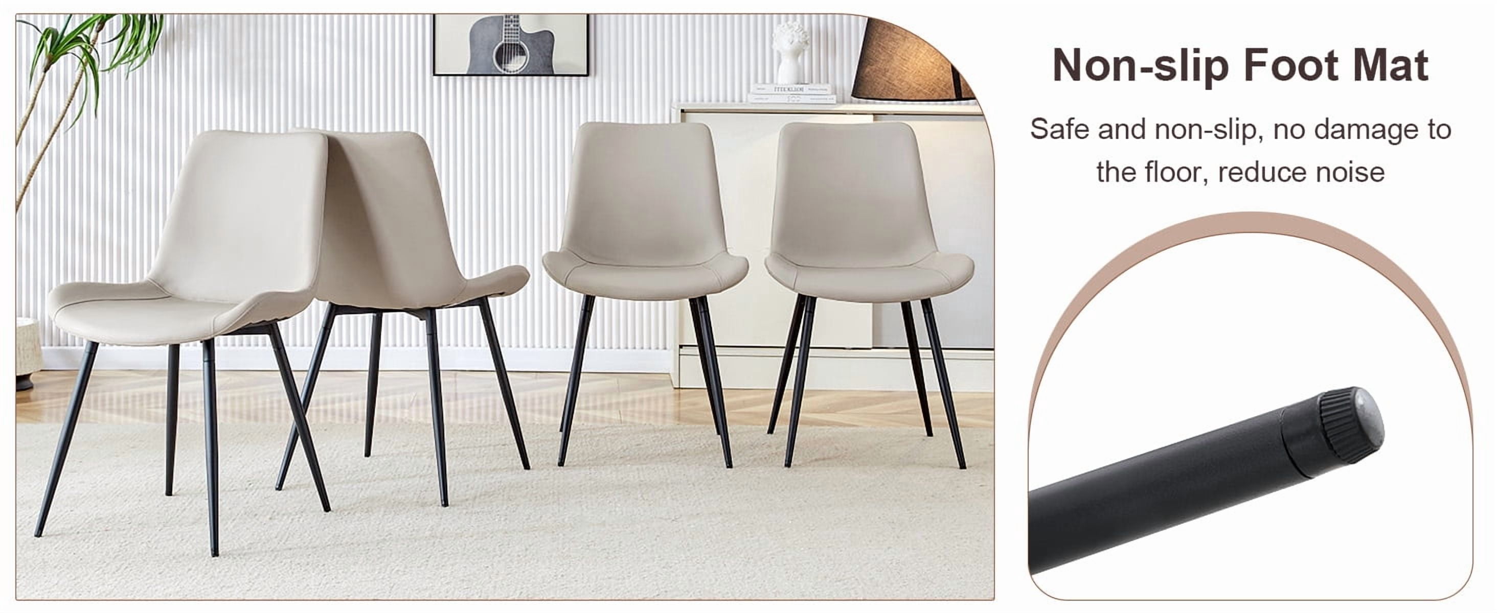 Sailvan Dining Set, 59-71 Inch Walnut MDF Table with Brown Tech-Fabric Curved Widened Cushion Chairs
