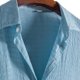 thumbnail image 3 of Playera Elvqul Hombre de Color Sólido Azul Claro Playa Manga Corta Abotonada Solapa Algodón, 3 of 6