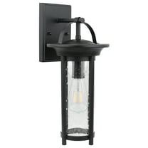 Design House Chapel Ridge 1-Light LED Indoor/Outdoor Dimmable Wall Light with Clear Seedy Glass Shade, Black