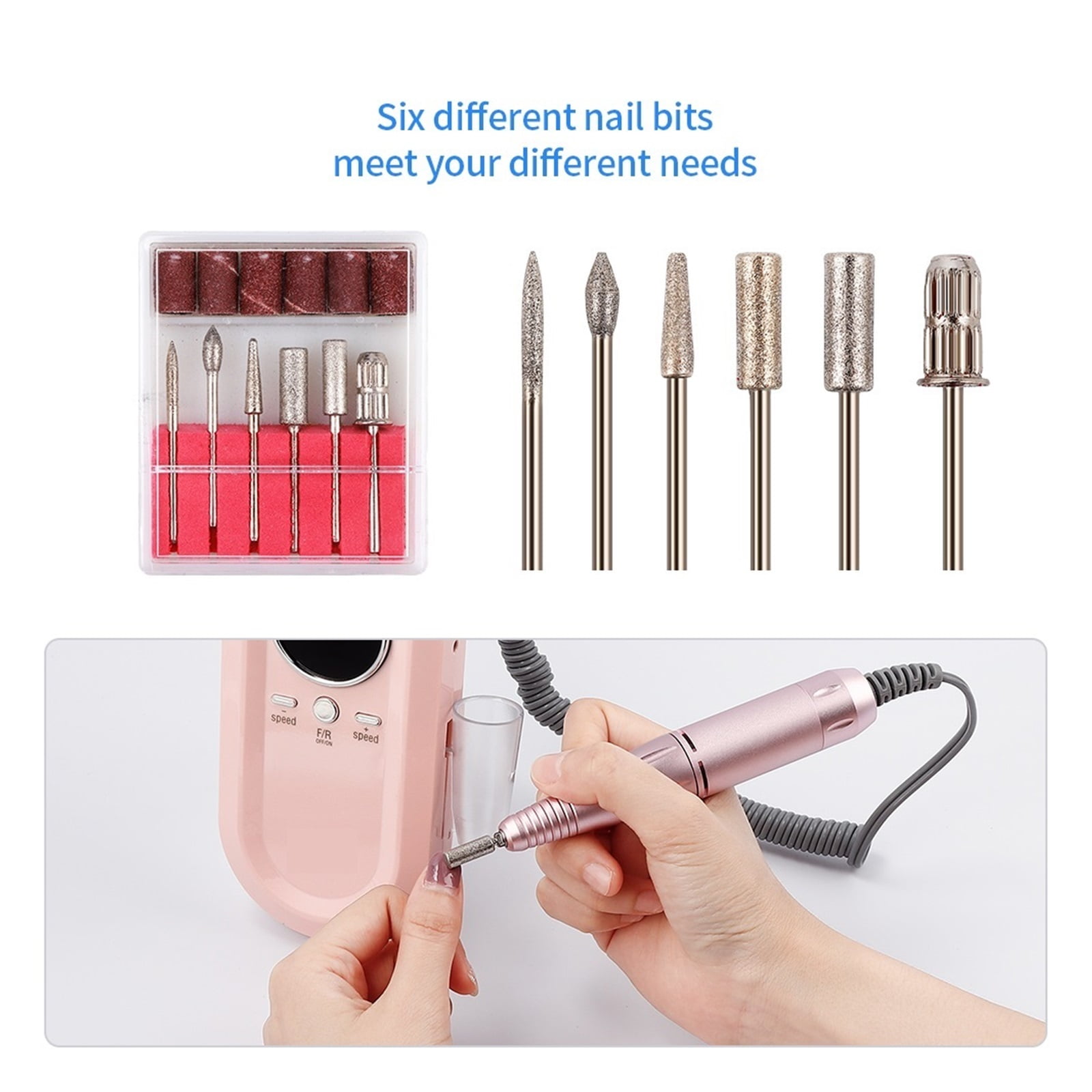 Portable Nail Drill, 30000 RPM Portable Electric Nail Drill Machine, Manicure Pedicure Tool Set, Nail Polisher Remove Gel Nail Polish Acrylic ,Long Lasting