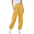 thumbnail image 4 of Women's Casual Pants Women'S Bottom Sweatpants Joggers Pants Workout High Waisted Yoga Pants With Pockets,Yellow Women's Casual Pants L, 4 of 7
