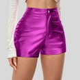 thumbnail image 2 of vigerkar Black Leather Shorts High Waist Sexy Legging Shorts Womens Casual Leather Shorts Red, XL, 2 of 6