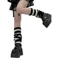 thumbnail image 4 of Bmnmsl Women's Y2K Leg Warmers Cute Solid Color/Stripe Knitted Leg Sleeves JK Style Crochet Leg Covers Girls Ankle Heap Socks, 4 of 4