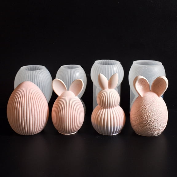 DIY Easter Striped Egg Candle Silicone Mold – Reusable Non-Stick Mold for Making Easter Candles, Soaps, Plaster Crafts & Home Decor