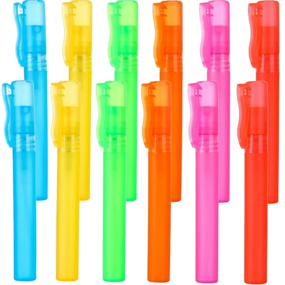 12 mini frascos de perfume de colores, estilo bolígrafo, portátiles y vacíos.
