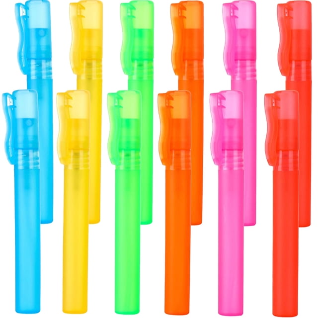 12 mini frascos de perfume de colores, estilo bolígrafo, portátiles y vacíos.