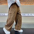 thumbnail image 6 of Gyexs Boys Cargo Pants Pull On Elastic Waist Wide Leg Baggy Sweatpants Athletic Hiking, 6 of 8